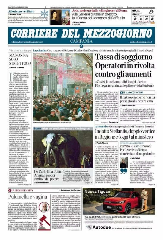 Prima-pagina-corriere del mezzogiorno-del-2024-12-10